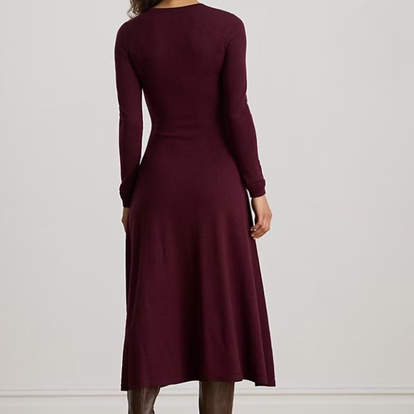 Polo Ralph Lauren Cashmere Maxi Dress Burgundy Red Long Sleeve Sweater Dress S - Picture 3 of 7